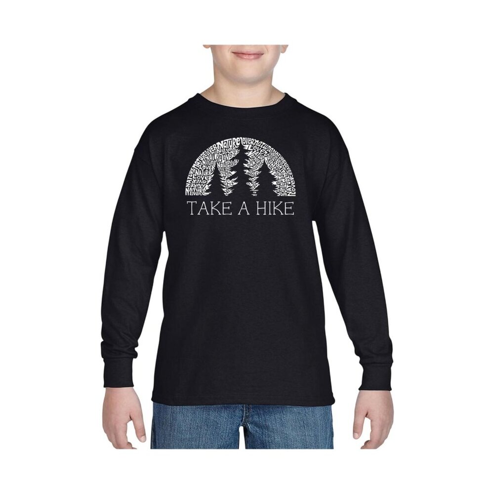 NWT La Pop Art Big Boys Word Art Graphic Long Sleeve T-shirt Black M